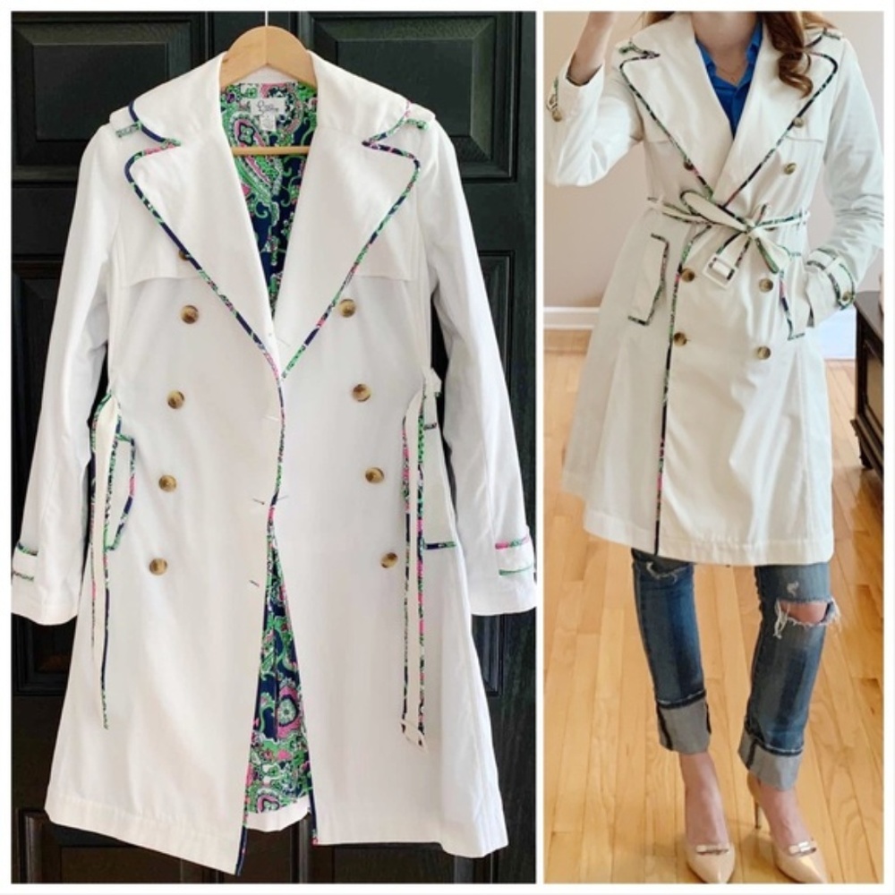 LILLY PULITZER | White Ally Trench Coat Sz 4